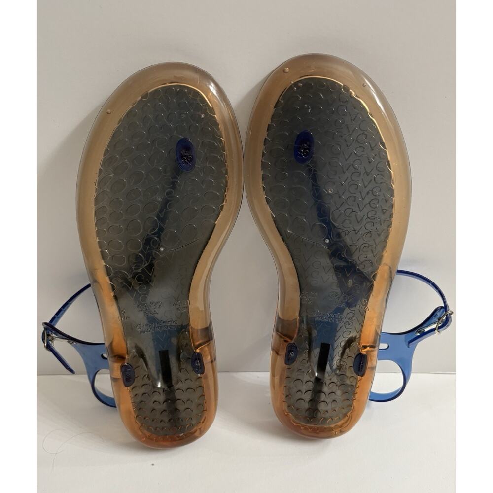 Laguna Women's Blue Jelly Thong Sandals Slingback T-Strap Buckle Logo Size 9 - Picture 5 of 6